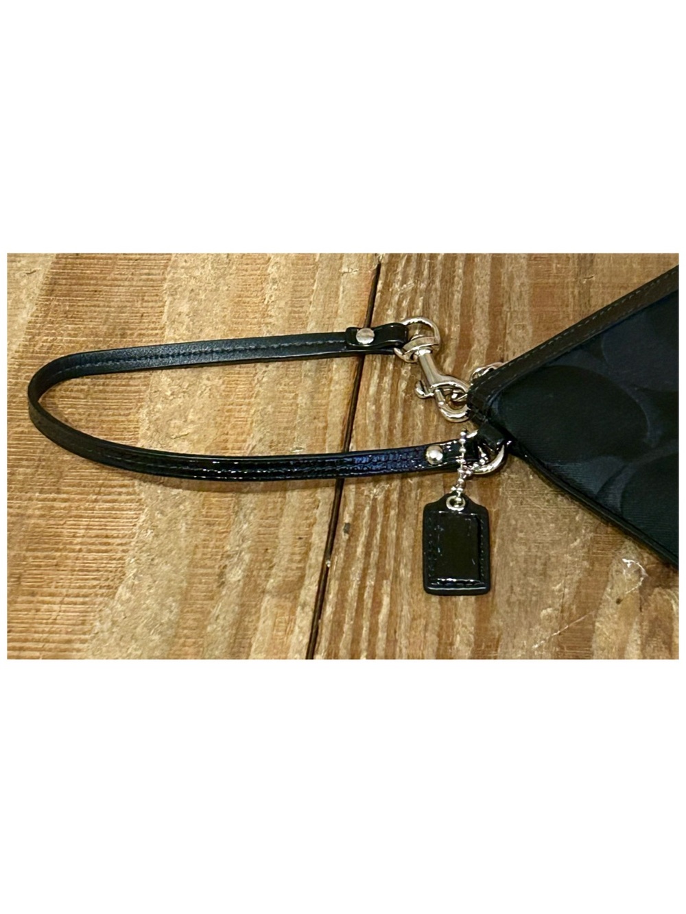 Coach Black Signature Floral Appliqué Wristlet Clutch - Picture 12 of 16